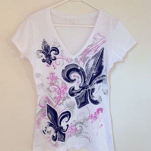 Graphic T shirt with Sparkles and Intricate Design